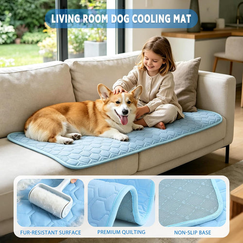 Cooling Mat for Dogs, Arc-Chill Dog Cooling Mat (Q-Max>0.45), Non-Slip Washable Pet Cool Pad, Summer Self-Cooling Bed for Dogs Cats, Portable Crate Mat for Indoor & Outdoor Use,17.5"X22.5"