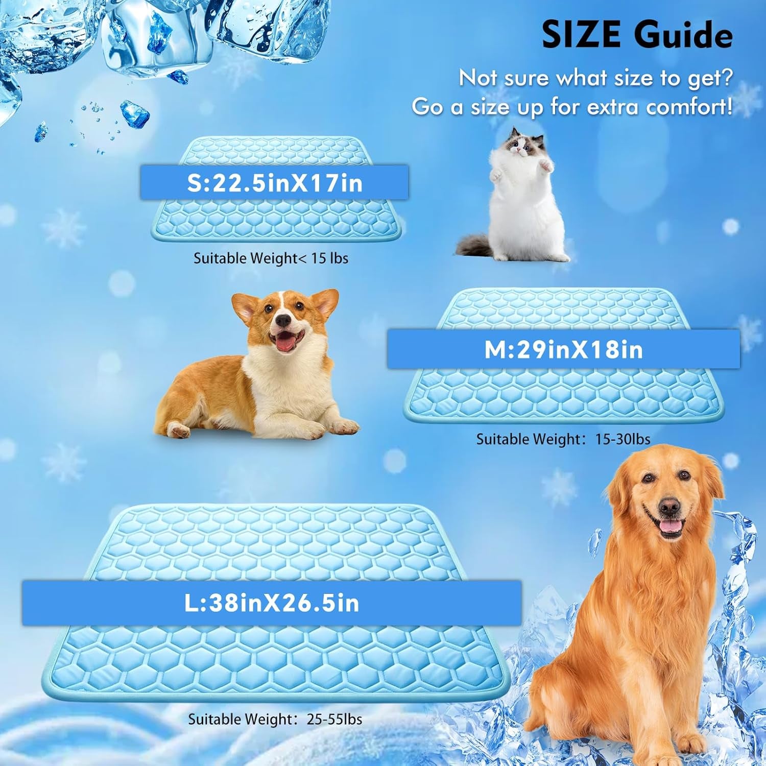 Cooling Mat for Dogs, Arc-Chill Dog Cooling Mat (Q-Max>0.45), Non-Slip Washable Pet Cool Pad, Summer Self-Cooling Bed for Dogs Cats, Portable Crate Mat for Indoor & Outdoor Use,17.5"X22.5"