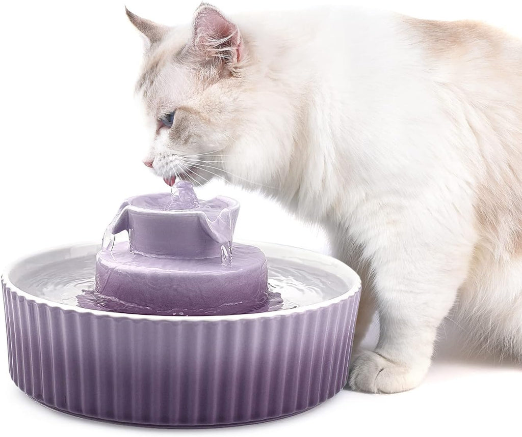 Cat Water Fountain:  Pet Drinking Fountain-2.1L/71Oz Cat Fountain-Automatic Water Fountain for Cats and Dogs with with Ultra-Quiet Pump(Purple)