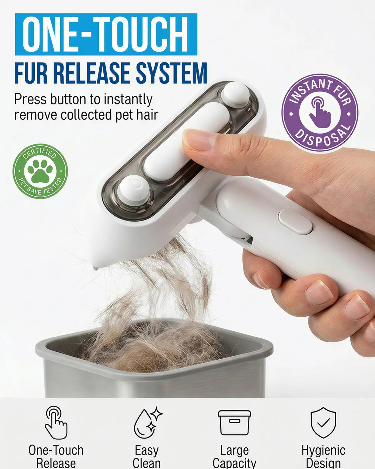 2-In-1 Pet Spray Comb | Removes Undercoat, Eliminates Odors, Reduces Shedding and Matting, and Prevents Hair Flyaway. Suitable for Long- and Short-Haired Cats and Dogs, Featuring a Wide, Rounded Tooth Design